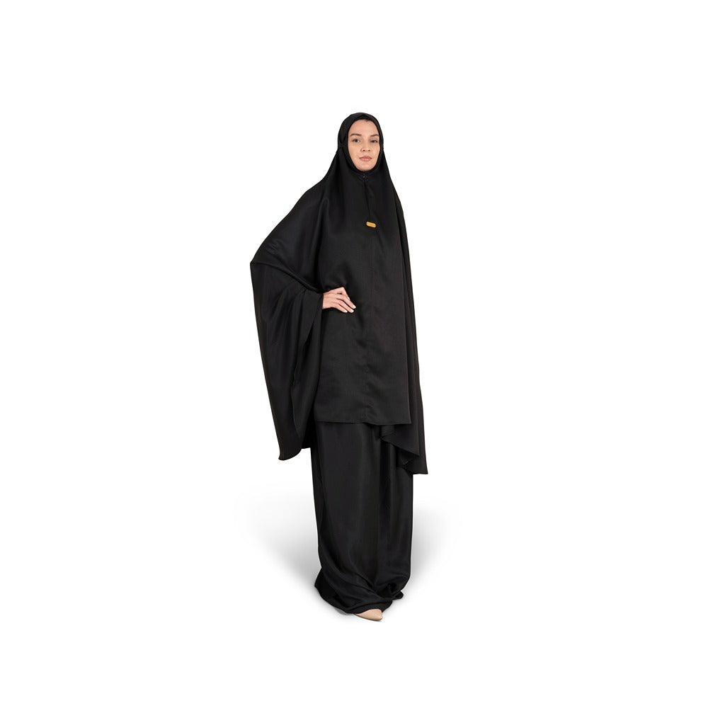 طقم قطن من قطعتين - أسود كلاسيكي