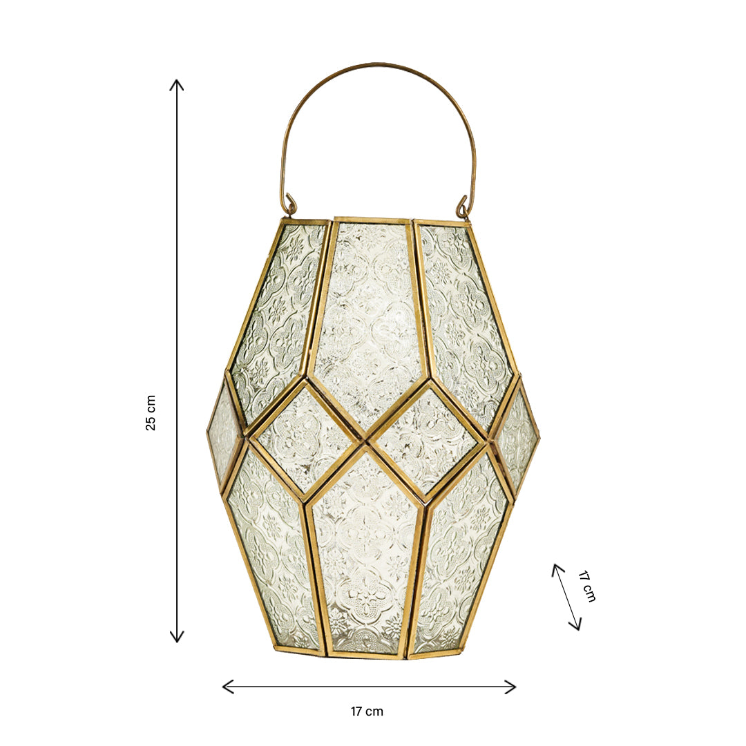 Contemporary Golden Lantern - Embossed Glass