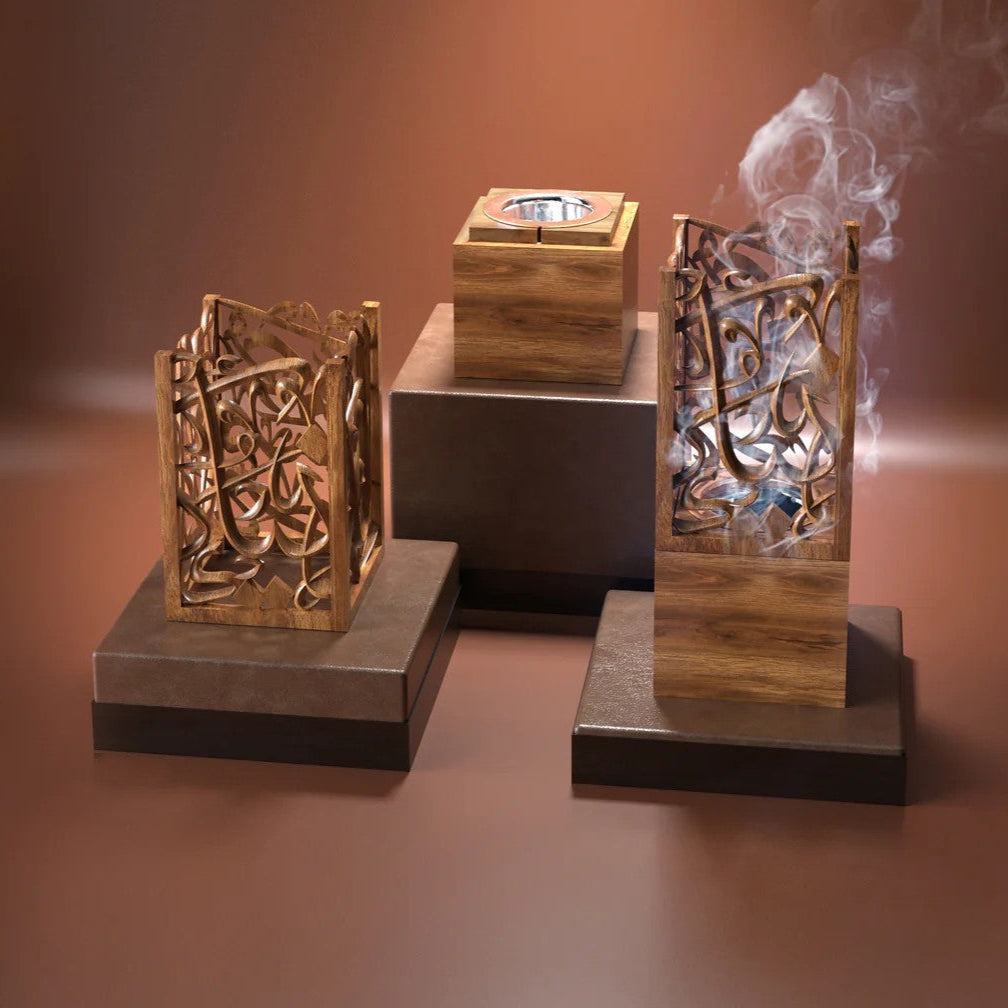 Wooden Arabic Calligraphy Incense Burner