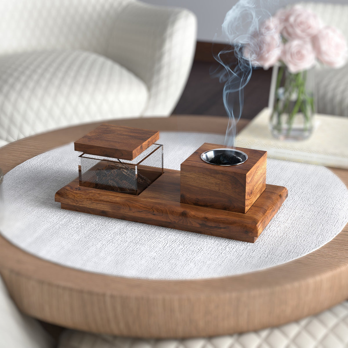 Wooden Incense Burner Tray Set
