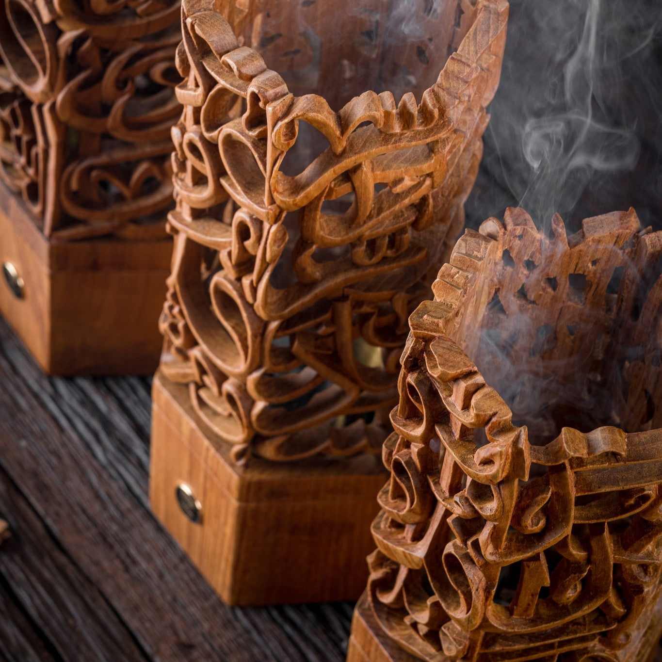 Semi 3D Hexagonal Mubkhara - Teak Wood Carving