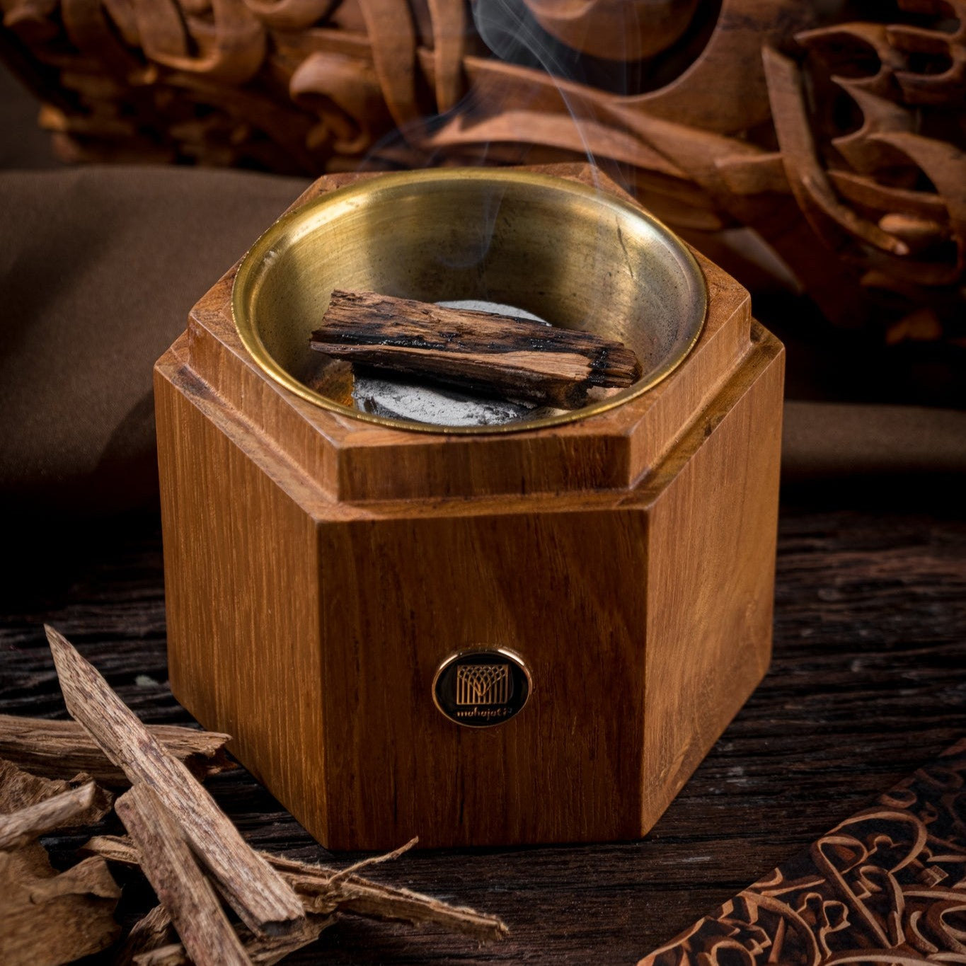 Semi 3D Hexagonal Mubkhara - Teak Wood Carving