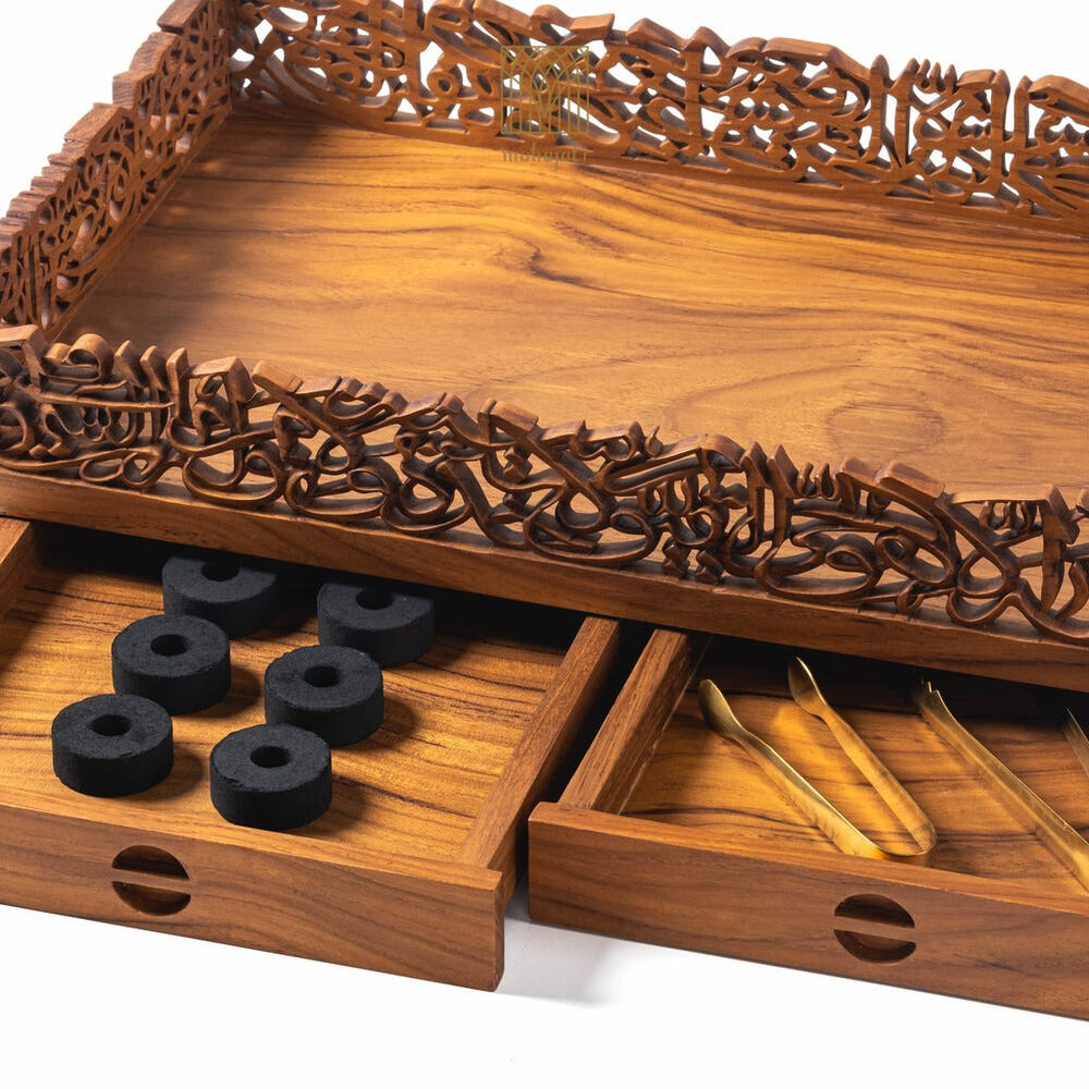 Ayatul Kursi Tray Semi 3D - Teak Wood Carving