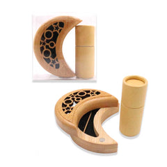 Mini Wooden Oud Incense Burner Gift - Moon Design