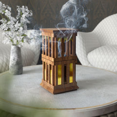 Tall Wooden Acrylic Wind Tower Incense Burner