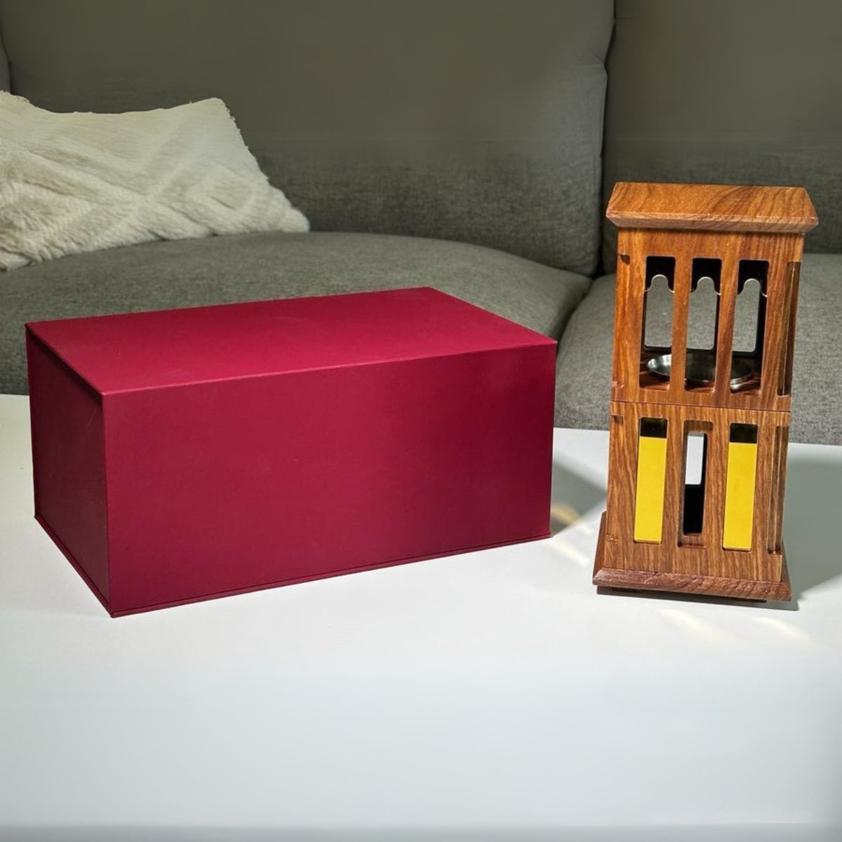 Tall Wooden Acrylic Wind Tower Incense Burner