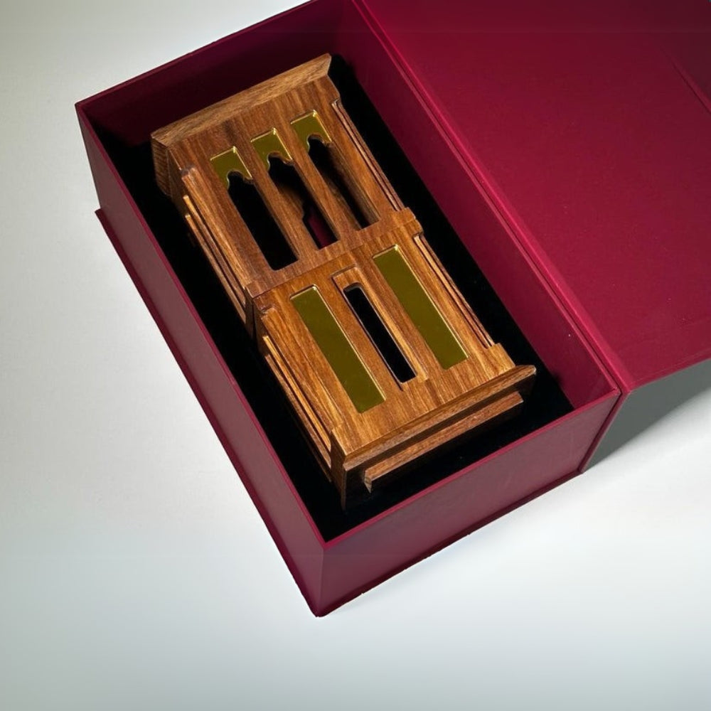 Tall Wooden Acrylic Wind Tower Incense Burner