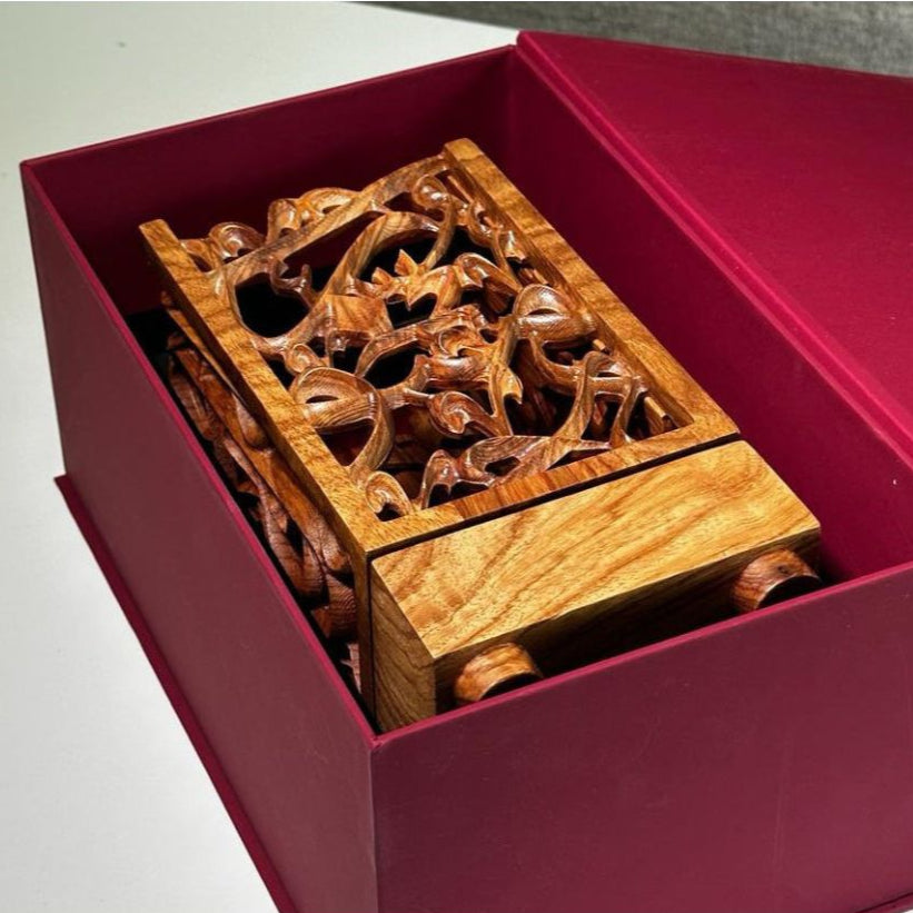 Wooden Arabic Calligraphy Incense Burner - Short