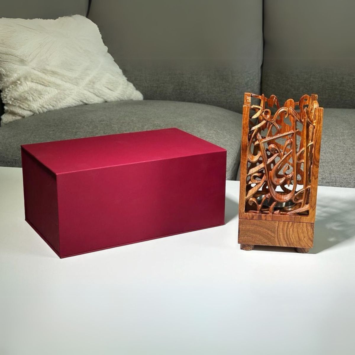 Wooden Arabic Calligraphy Incense Burner - Short