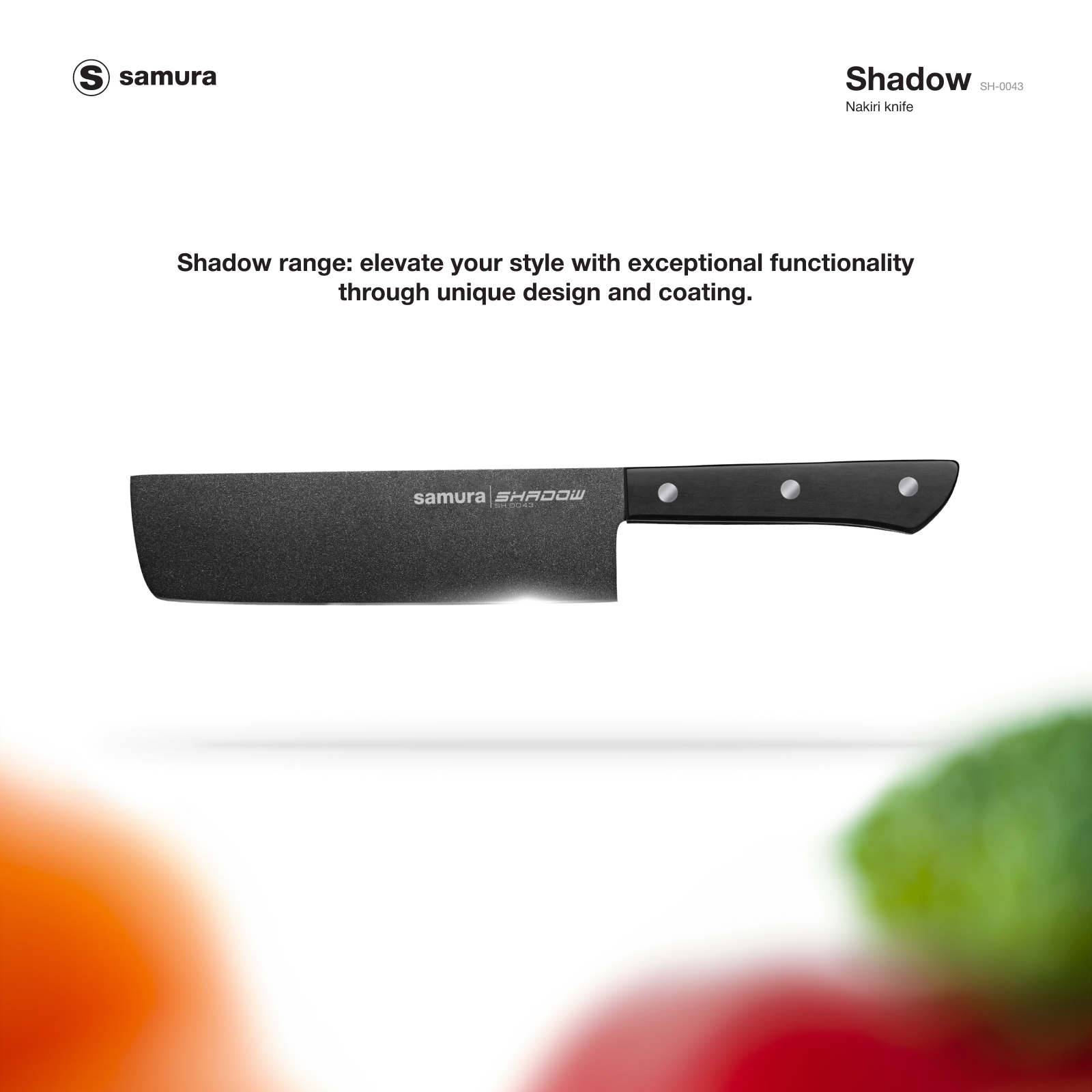 Samura SHADOW Nakiri Knife with Black Non-Stick Coating 6.7"/170 mm