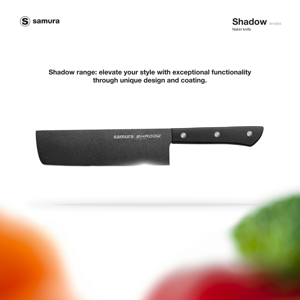 
                      
                        Samura SHADOW Nakiri Knife with Black Non-Stick Coating 6.7"/170 mm
                      
                    