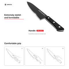 Samura SHADOW Set of 3 Kitchen Knives: Chef's knife, Utility knife, Paring Knife with Black Non-Stick Coating