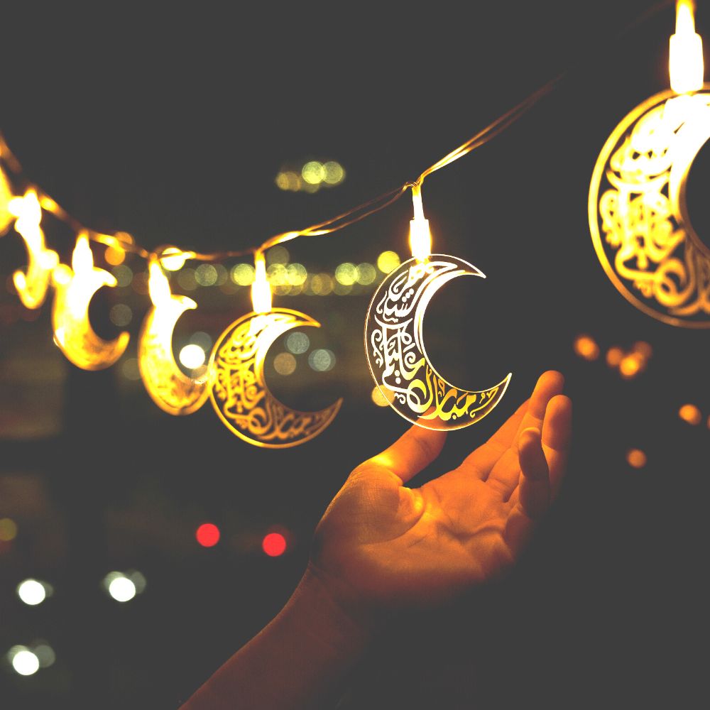 Premium acrylic Ramadan Light string, crescent design