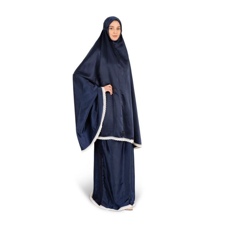 Silky 2 piece prayer set - Navy Blue