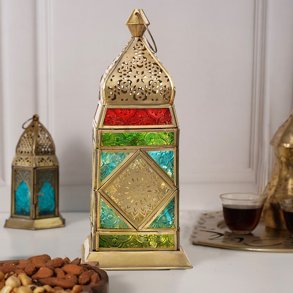 
                      
                        Cairo Brass Antique Lantern - Multi Color Glass
                      
                    