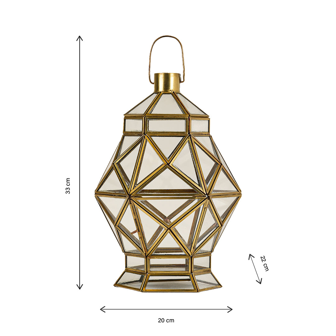 Contemporary Diamond Lantern - Clear Glass