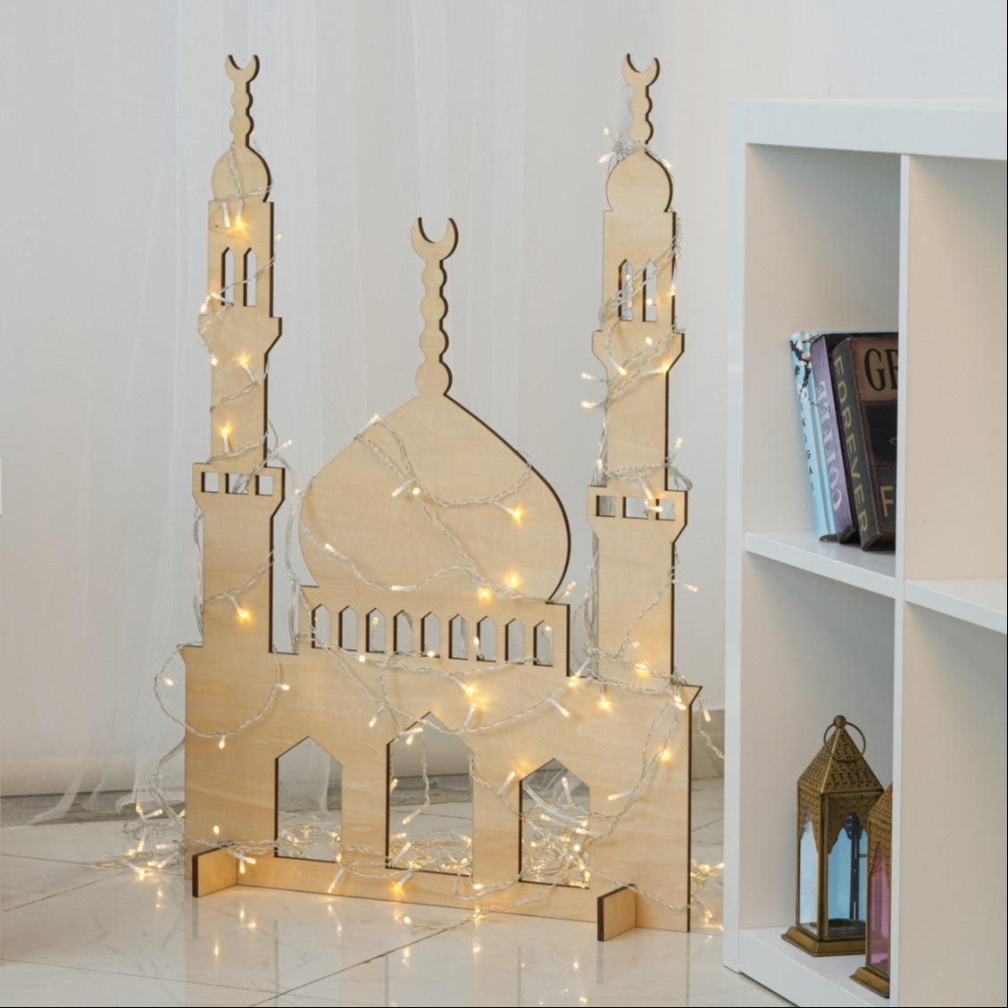 Home All Product Except Books Wooden Mosque Standing Display (L)