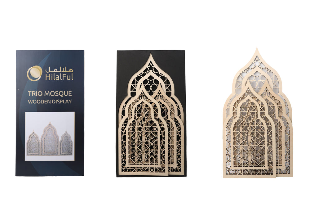 Display For Mosque Trio Mosque Wooden Display – HilalFul - UAE Store