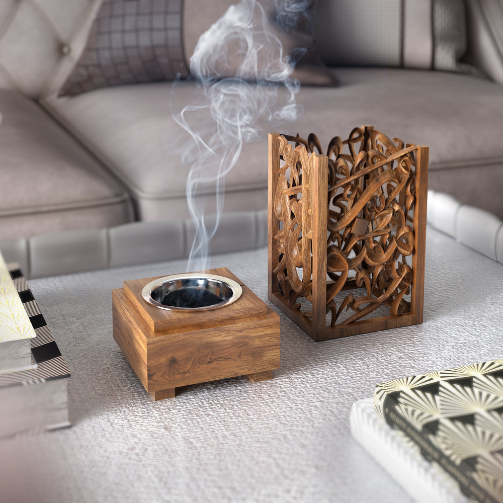 
                      
                        Wooden Arabic Calligraphy Incense Burner - Short
                      
                    