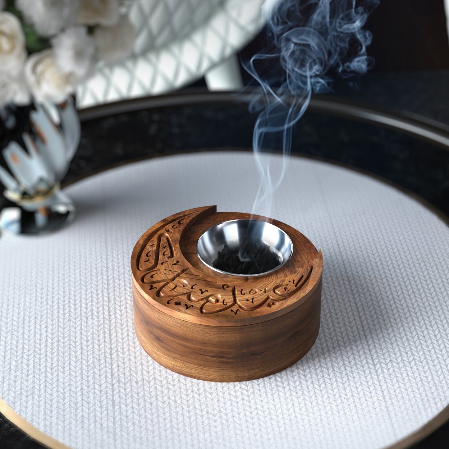 Eid Mubarak Wooden Crescent Incense Burner