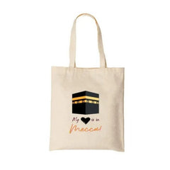 My heart is in Mecca Tote Bag - English/Arabic