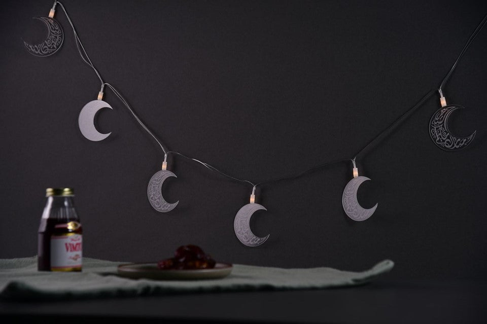 Premium acrylic Ramadan Light string, crescent design