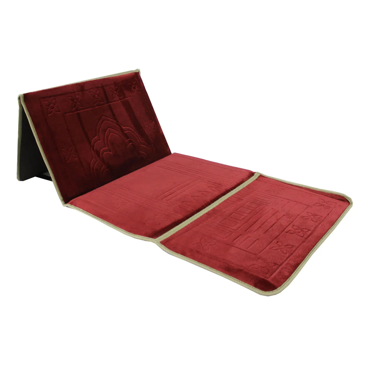 Foldable Prayer Mat with Back Support -Red