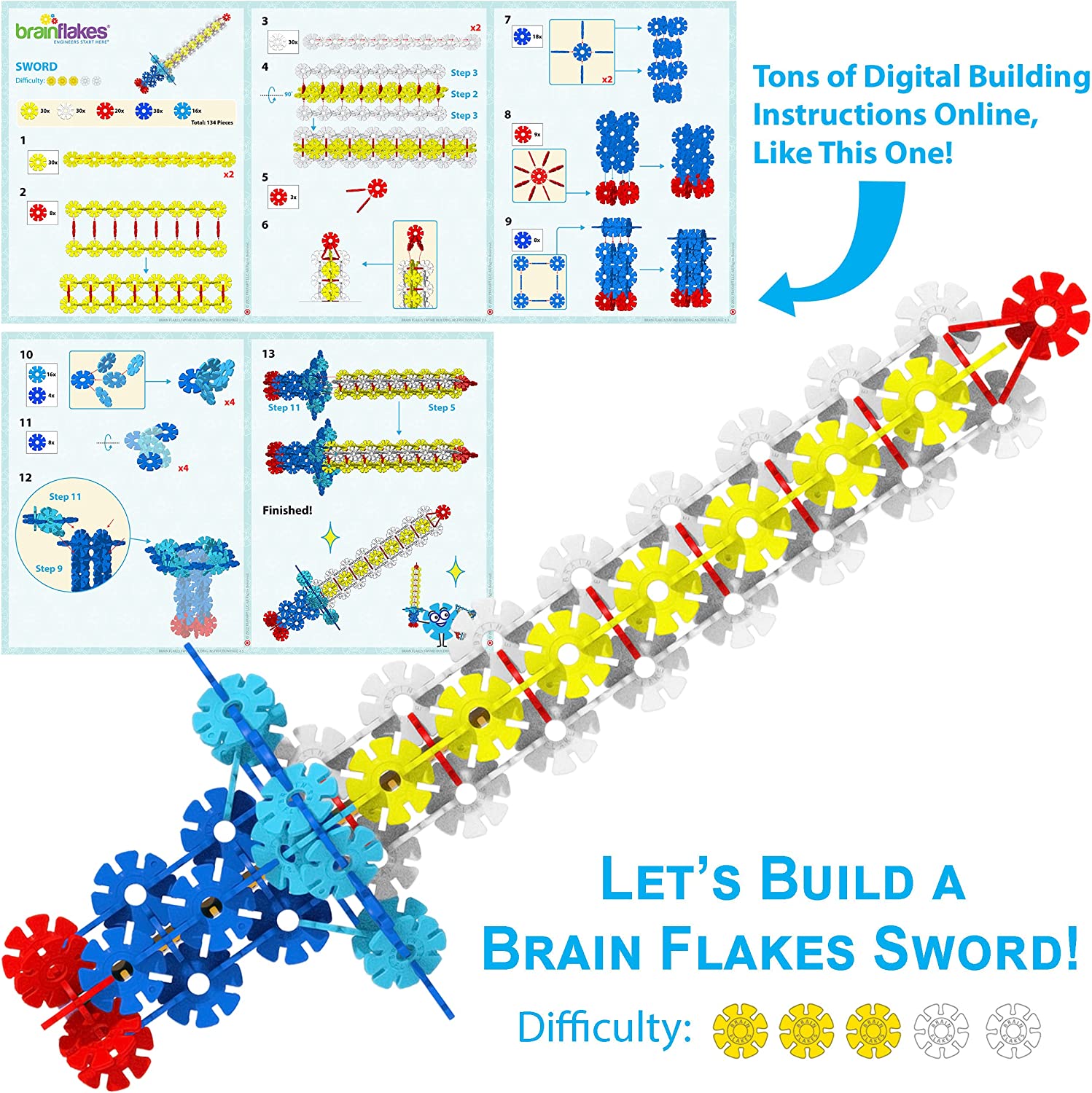 VIAHART Brain Flakes Ensemble de disques en plastique emboîtables de 500 pièces