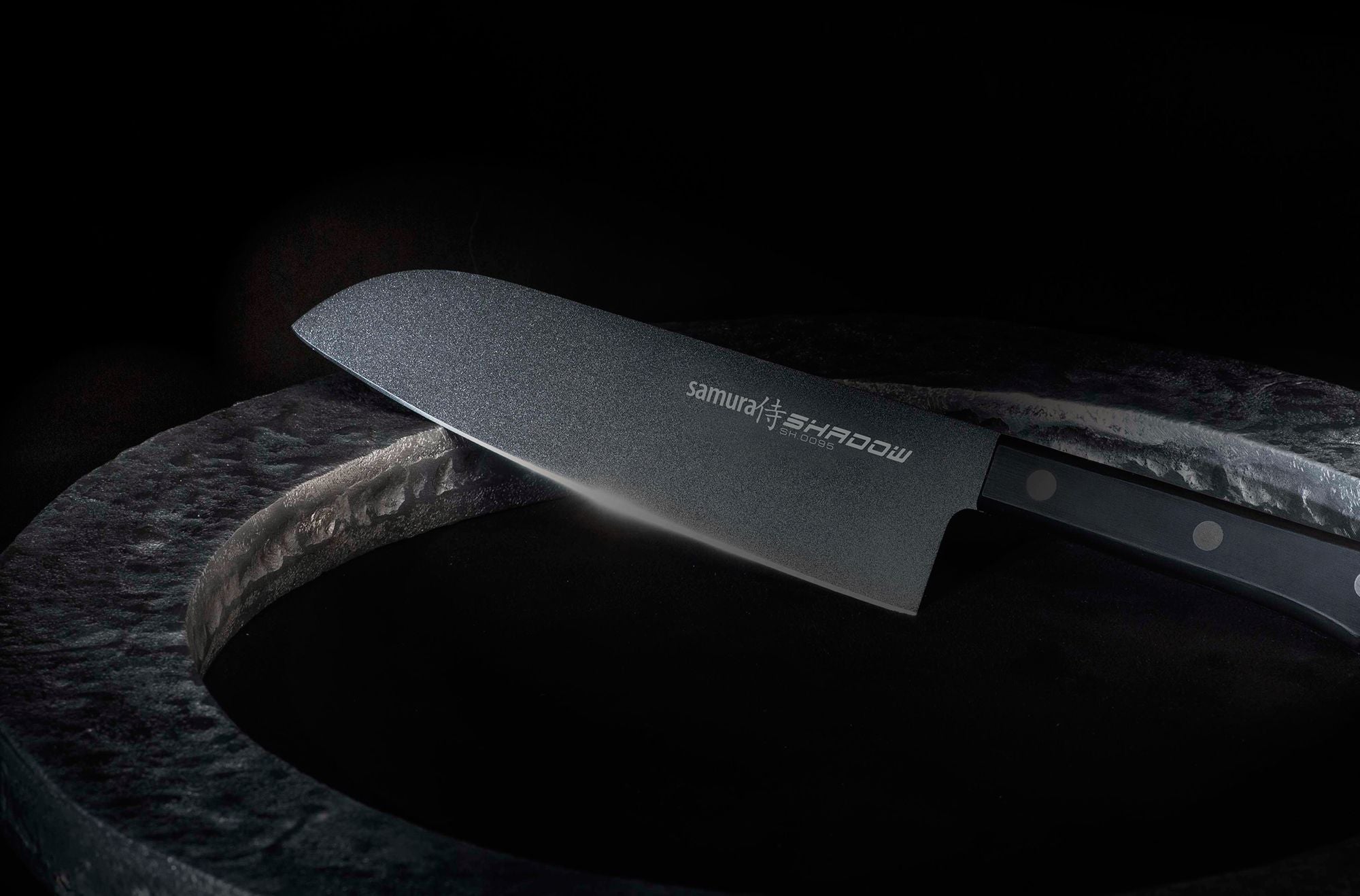 Samura SHADOW Santoku Knife with Black Non-Stick Coating 7.0"/175 mm