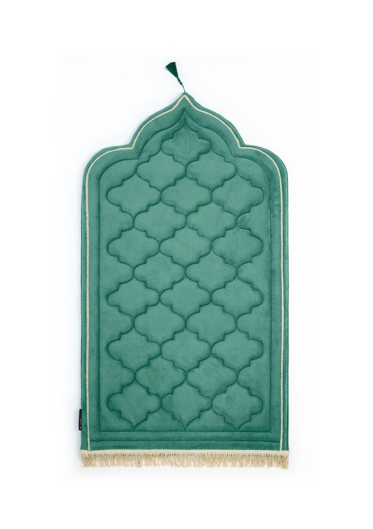 Velvet Foam Prayer Mat - Emerald Green